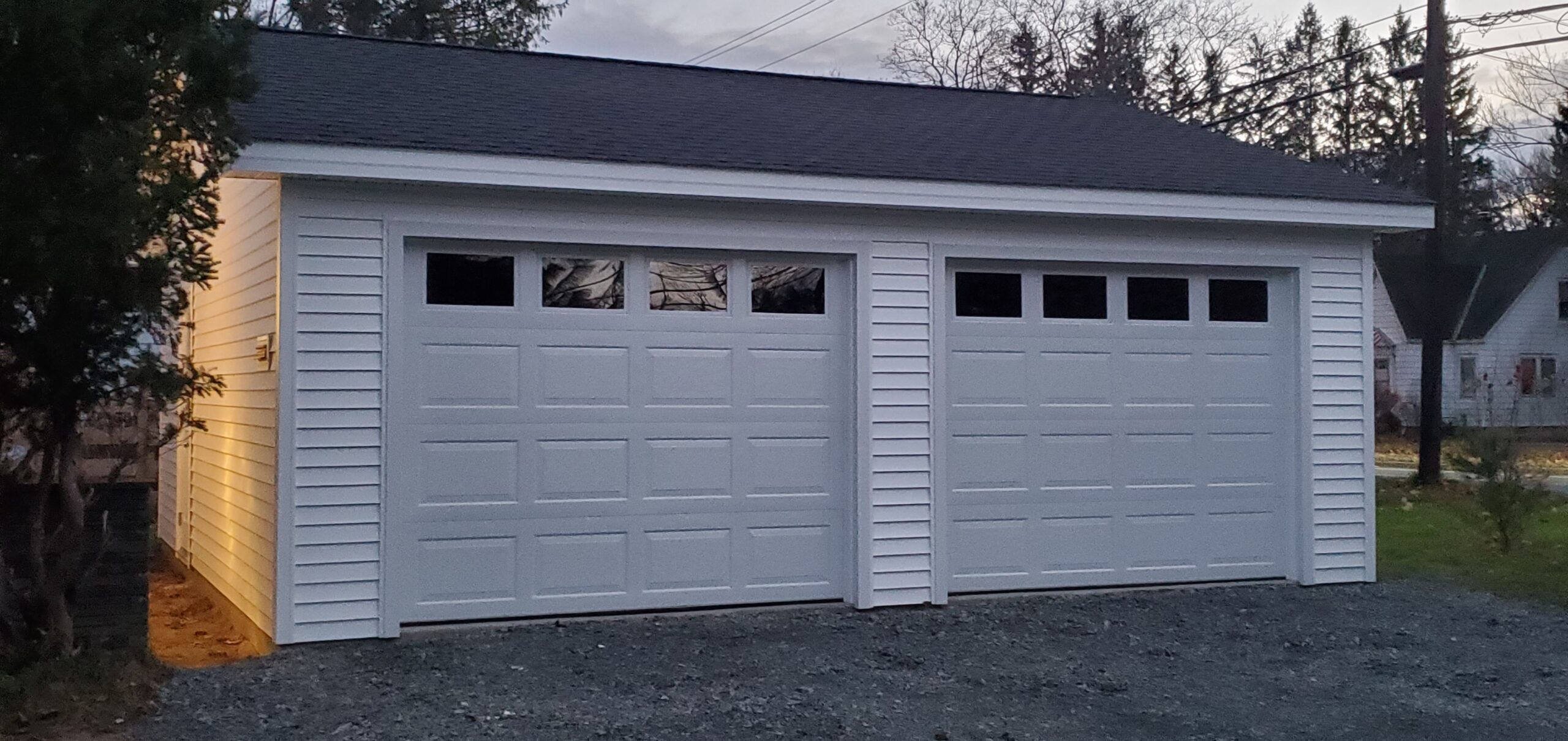 A double-wide garage built next to a home