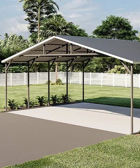 open carport and green grass